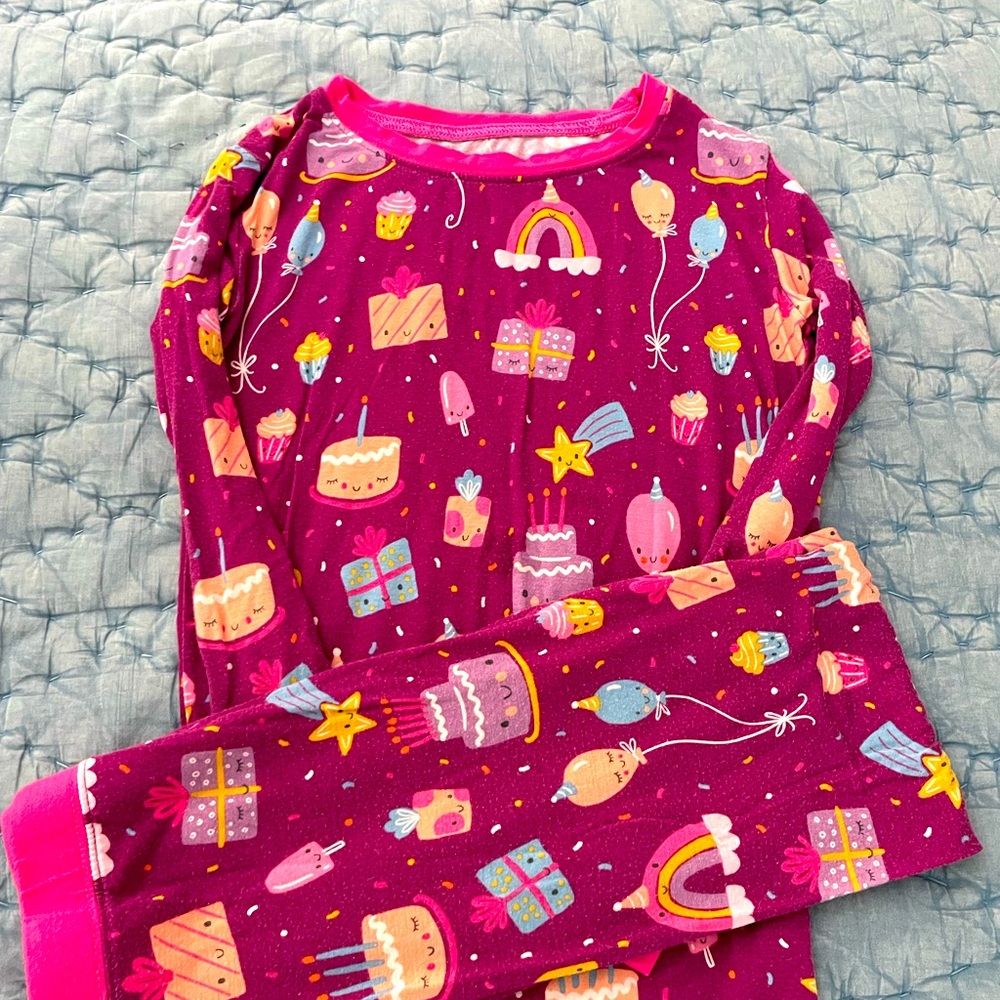 Little Sleepies Size 7/8 - Birthday Wishes - Two-Piece Long Sleeve Pajama Set.